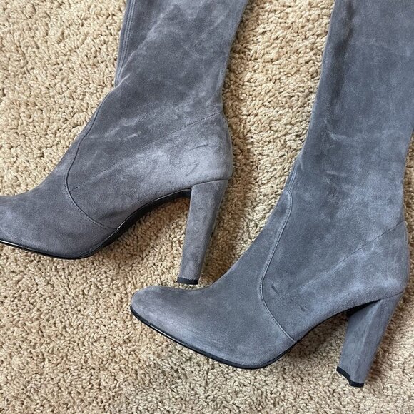 Stuart Weitzman Gray Suede Leather Highland Over The Knee Boots Size 8.5 - Picture 3 of 9